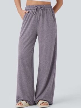 HALARA high waisted drawstring, pockets, wide leg pants Large